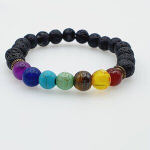 7 Chakra Lava Stone Healing Bracelet, AZFA1085